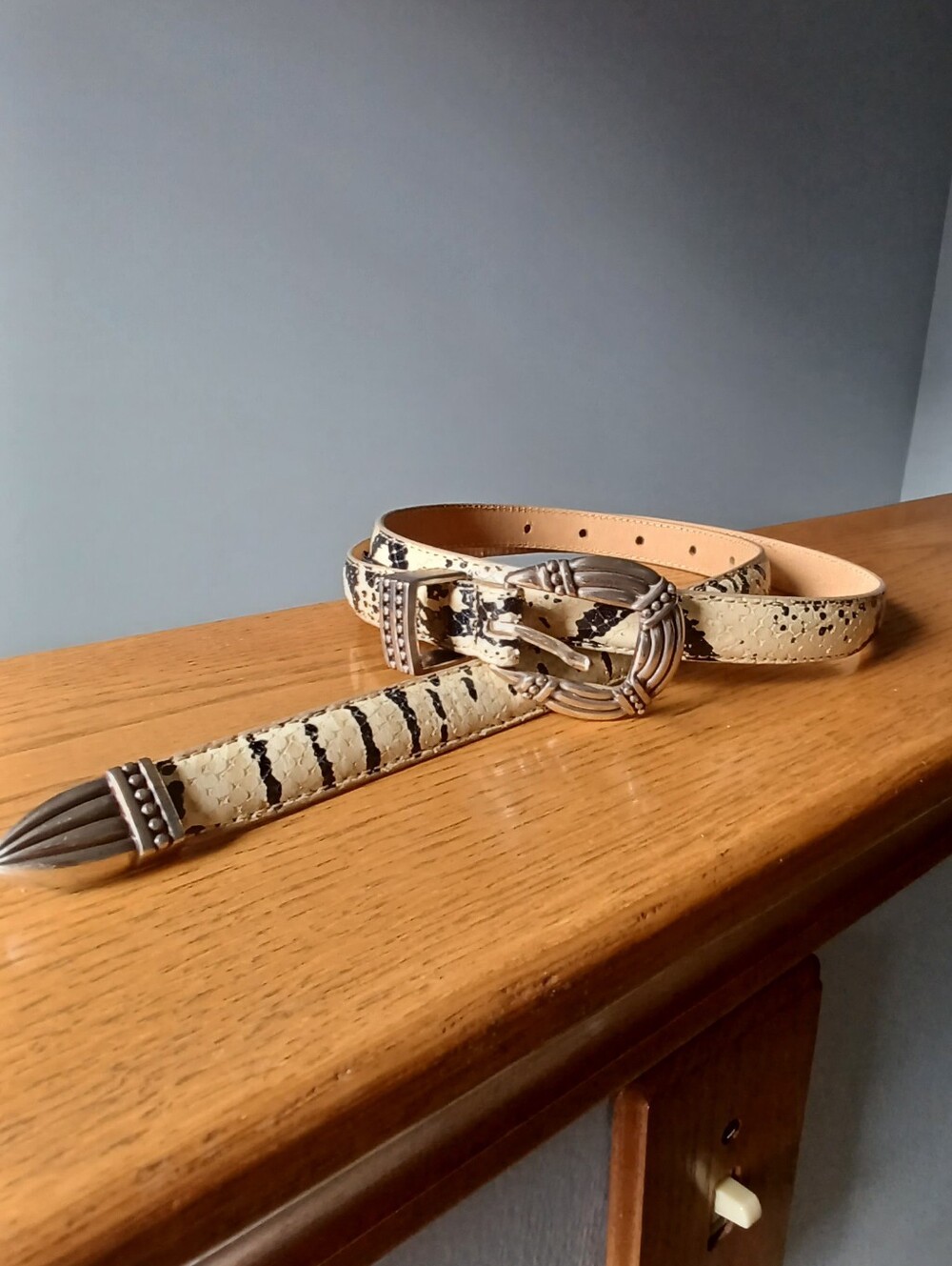EUC Vintage Brighton Genuine Leather Snakeskin Print Belt - Women's Size Medium